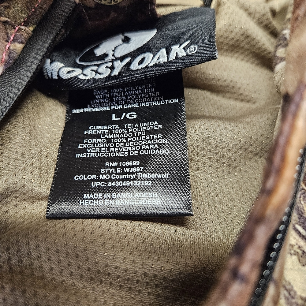 Womens Cabelas Large Mossy Oak Camo Hooded Full Zip Pink Accents Scent Factor - Picture 4 of 11